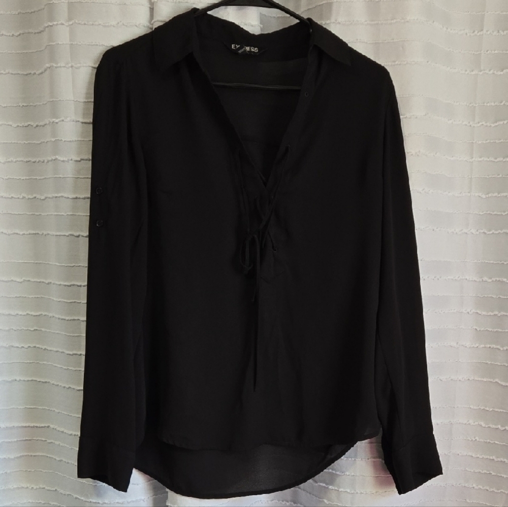 3/$10 Express Black Tie Front Blouse